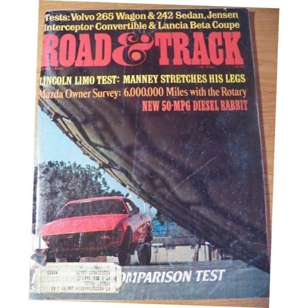 April 1976 Road & Track Magazine Radial Tire Comparison Test Lincoln Mazda